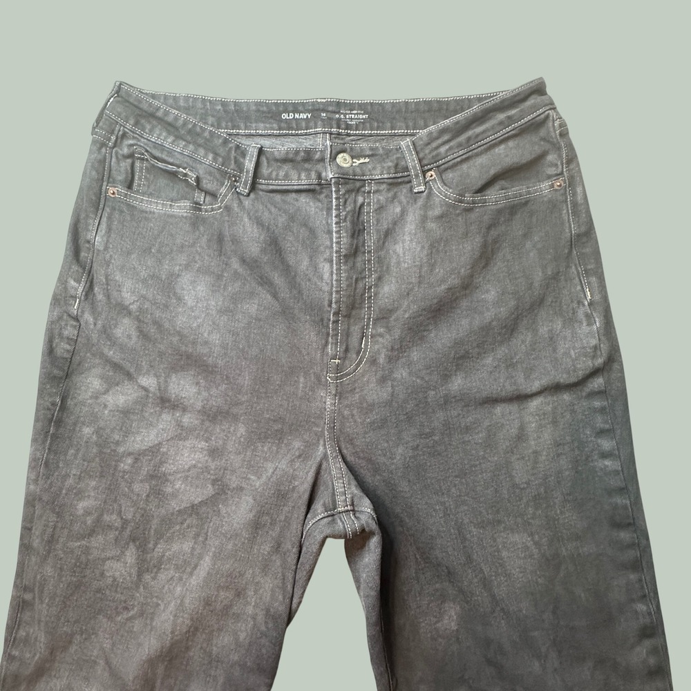 Old Navy Jeans Womens 16 Tall O.G. Straight Ferngully Gray High Rise Stretch